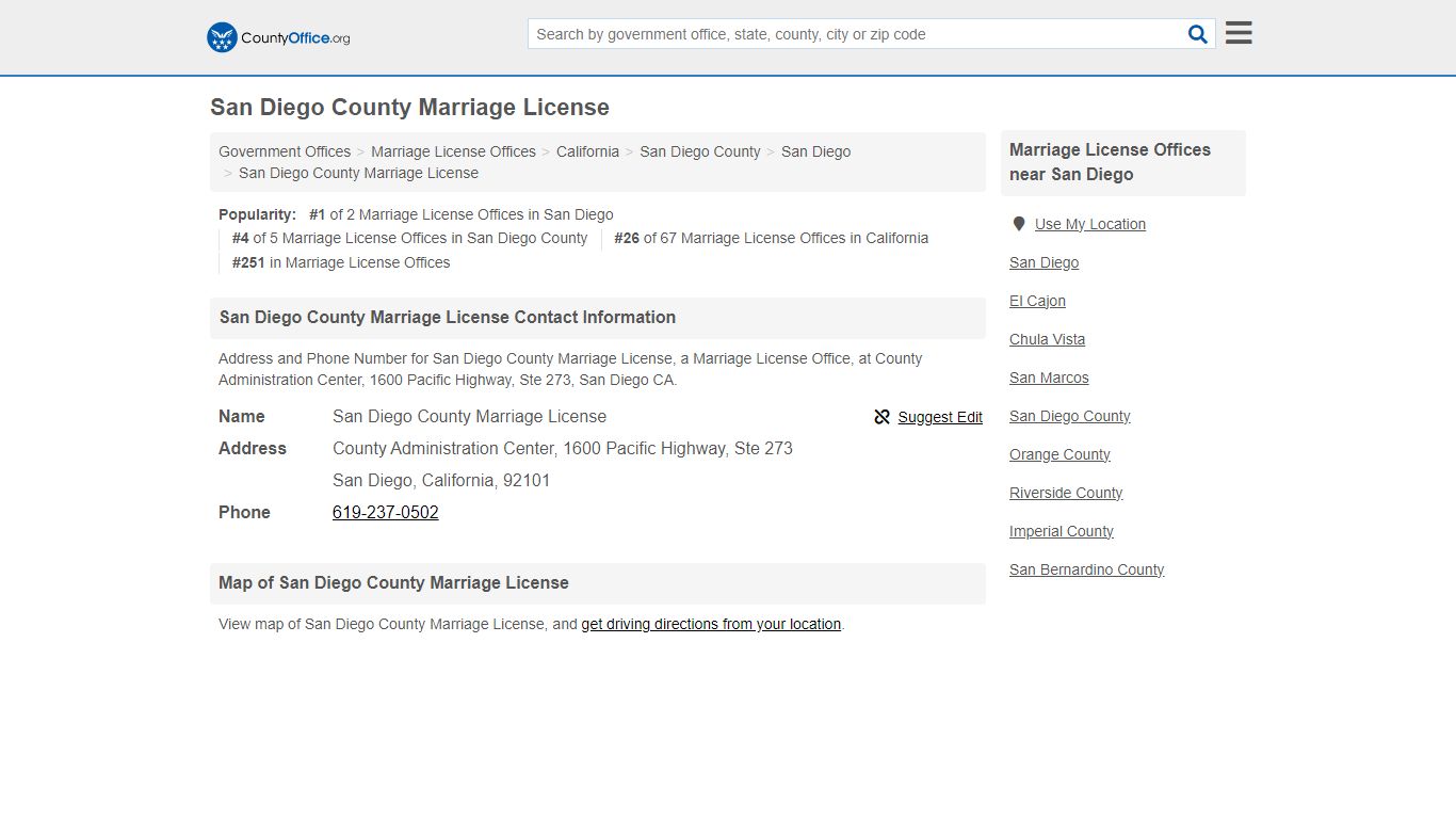 San Diego County Marriage License